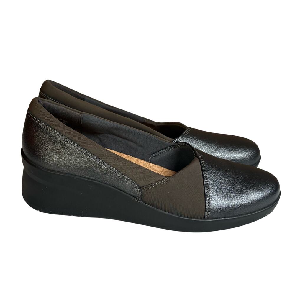 Clarks Shoes Suttyn Walk Dark Pewter Cushioned Mid-Heel Women's Size 10